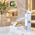 Mezcladora De Lavatorio Caida Cascada Cromada Brillante 15cm Cuadrada