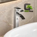 Mezcladora Monocomando De Lavatorio Brillante Cromado 30 Cm Acero Inoxidable