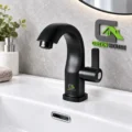 Caño Lavatorio Negro Mate Modelo Cisne 20cm Acero Inoxidable