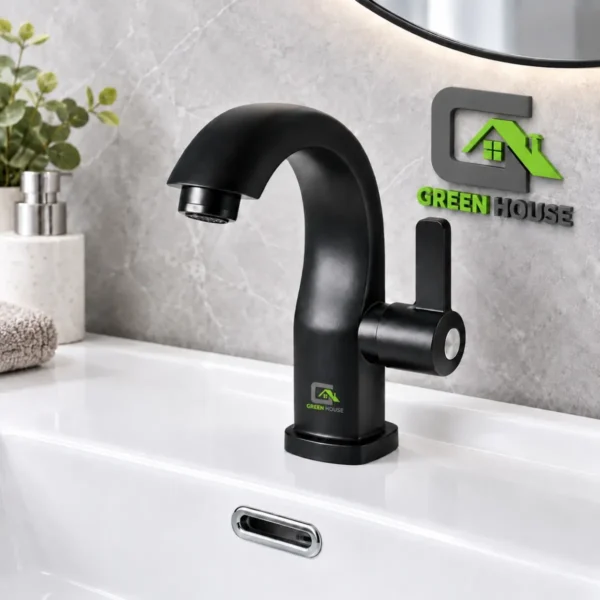 Caño Lavatorio Negro Mate Modelo Cisne 20cm Acero Inoxidable