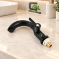 Caño Lavatorio Negro Mate Modelo Cisne 20cm Acero Inoxidable