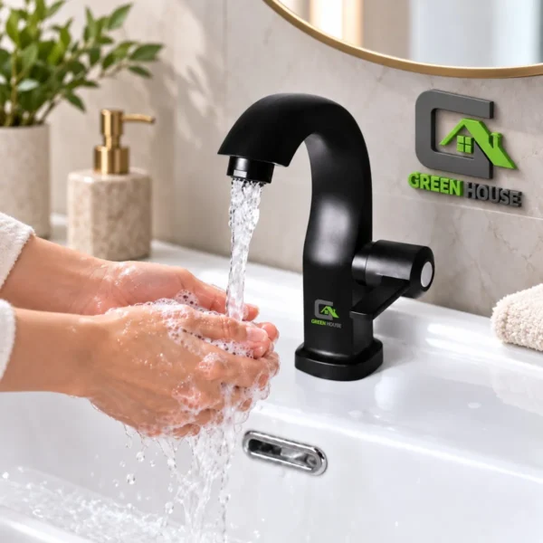Caño Lavatorio Negro Mate Modelo Cisne 20cm Acero Inoxidable