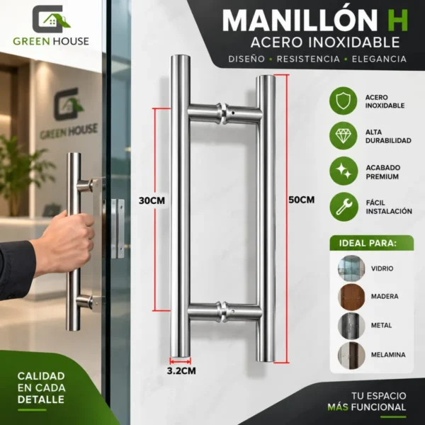 Manija - Manillon Acero Inoxidable Mod H - Doble 50cm Brillante