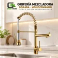 Griferia Mezcladora Dorado Monocomando Doble Salida Independiente