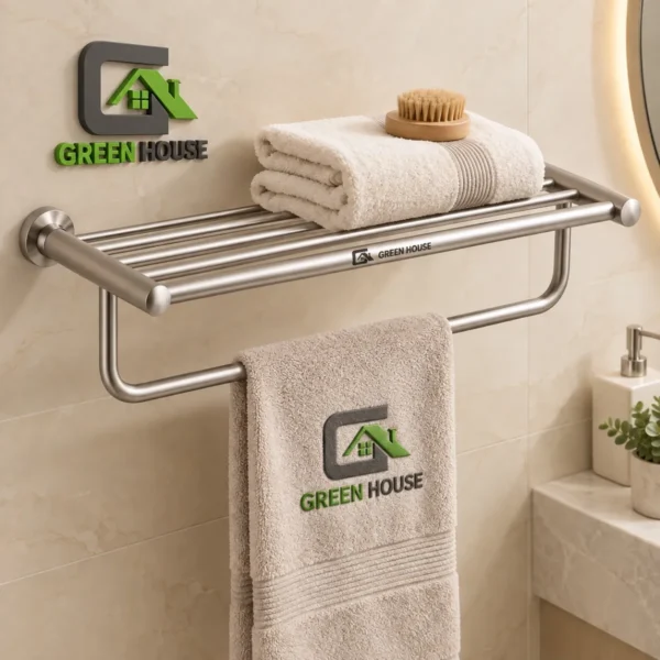 Elegante Toallero Con Repisa  Satinado Acero Inoxidable 60cm