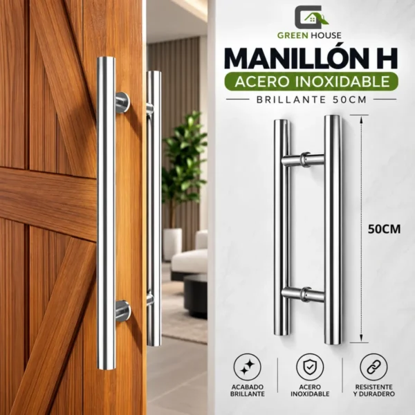 Manija - Manillon Acero Inoxidable Mod H - Doble 50cm Brillante