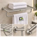 Elegante Toallero Con Repisa Satinado Acero Inoxidable 60cm