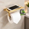 Portapapel Higienico Dorado Brillante Con Soporte Multiuso Acero Inoxidable