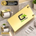 Portapapel Higienico Dorado Brillante Con Soporte Multiuso Acero Inoxidable