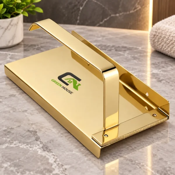 Portapapel Higienico Dorado Brillante Con Soporte Multiuso Acero Inoxidable