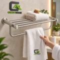 Elegante Toallero Con Repisa Satinado Acero Inoxidable 60cm