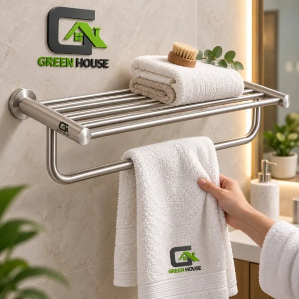 Elegante Toallero Con Repisa Satinado Acero Inoxidable 60cm