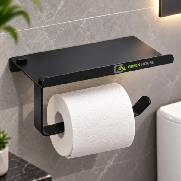 Portapapel Higienico Negro Con Soporte Multiuso Acero Inoxidable