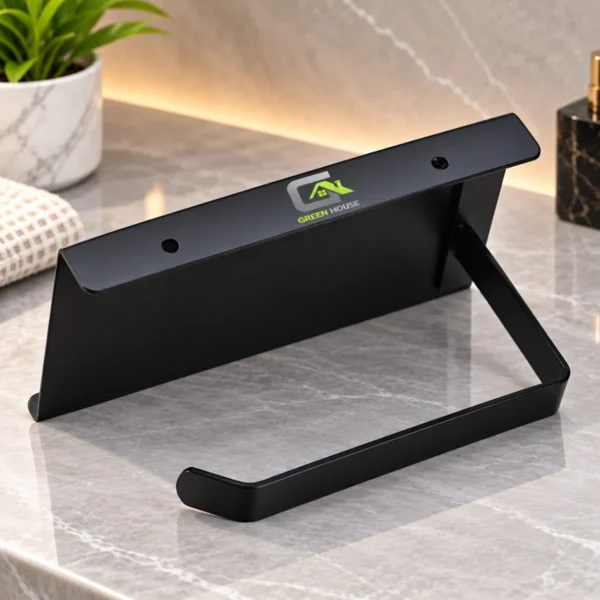 Portapapel Higienico Negro Con Soporte Multiuso Acero Inoxidable