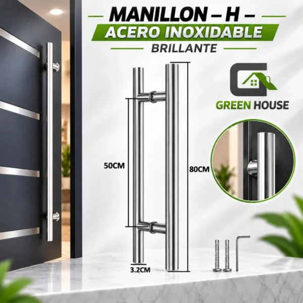 Manillon Acero Inoxidable Tipo H - DOBLE 80cm Brillante
