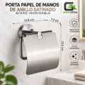 Porta Papel Higiénico Con Tapa  Satinado Acero Inoxidable