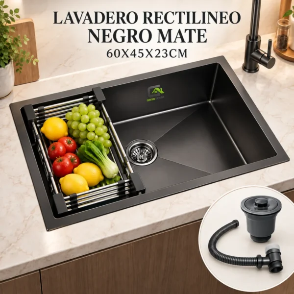 Lavadero Rectilineo Satinado 60x45x23cm Acero Inoxidable