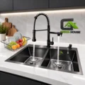 Combo  Lavadero De Cocina Antirayaduras 2 Pozas + Mezcladora 2 Caños Acero Pesado