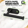 Porta Papel Higienico Autohadesivo Negro Mate Acero Inoxidable