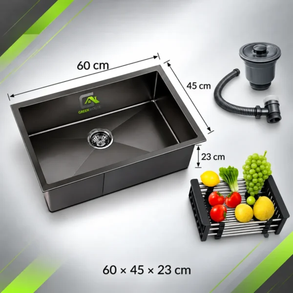 Lavadero Rectilineo Satinado 60x45x23cm Acero Inoxidable