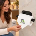 Porta Papel Higienico Autohadesivo Negro Mate Acero Inoxidable