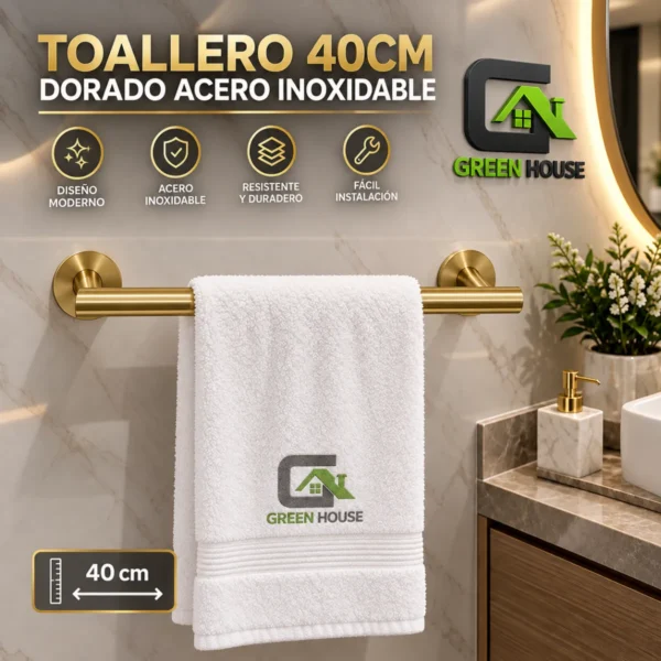 KIT 5 PIEZAS TOALLERO ACERO INOXIDABLE DORADO