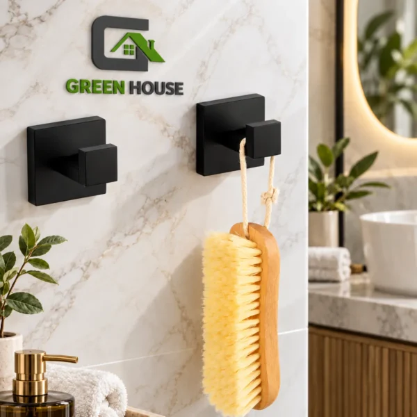 Pack De 2 Percheros Colgadores De Toallas Para Baño Negro Acero Inoxidable