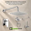 Combo De Ducha 8 Pulgadas Con Mezcladora Monocomando Mas Accesorios De Baño