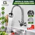 Griferia De Cocina Pared Agua Fria Bronce Cromado Pesado