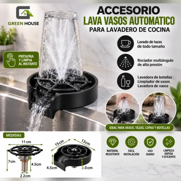 Accesorio Lava Vasos Automatico Para Lavadero De Cocina