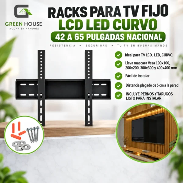 Racks Para Tv  Fijo Lcd Led Curvo 42 A 65 Pulgadas Nacional