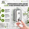Dispensador De Jabón Líquido 1 Litro Acero Inoxidable Brillante