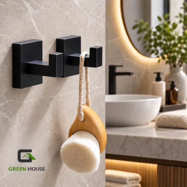Pack De 2 Percheros Colgadores De Toallas Para Baño Negro Acero Inoxidable