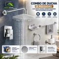 Combo De Ducha 8 Pulgadas Con Mezcladora Monocomando Mas Accesorios De Baño