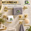 KIT 5 PIEZAS TOALLERO ACERO INOXIDABLE DORADO