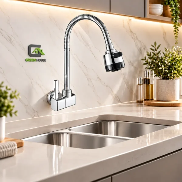 Griferia De Cocina Pared Agua Fria Bronce Cromado Pesado