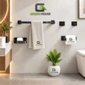 Kit De Baño Européo Square Acero Negro Inoxidable Cuadrado