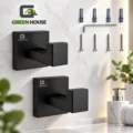 Pack De 2 Percheros Colgadores De Toallas Para Baño Negro Acero Inoxidable