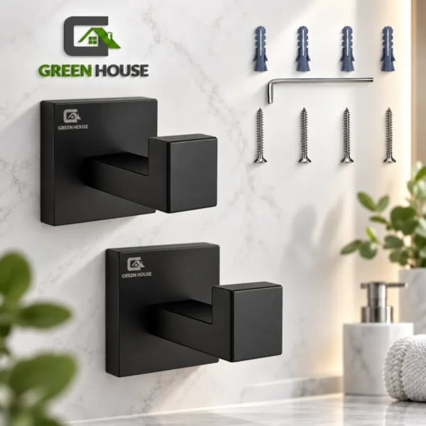 Pack De 2 Percheros Colgadores De Toallas Para Baño Negro Acero Inoxidable