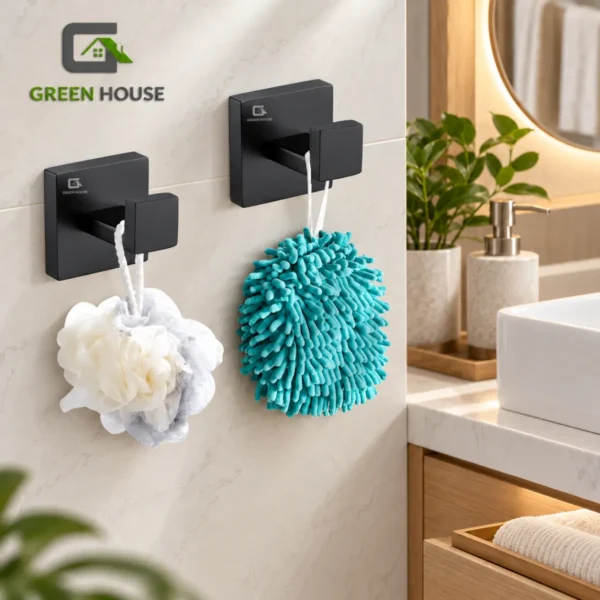 Kit De Baño Européo Square Acero Negro Inoxidable Cuadrado