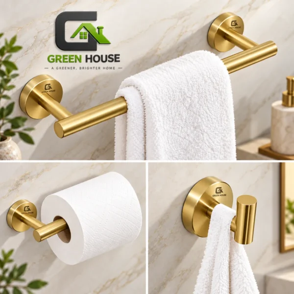 KIT 5 PIEZAS TOALLERO ACERO INOXIDABLE DORADO
