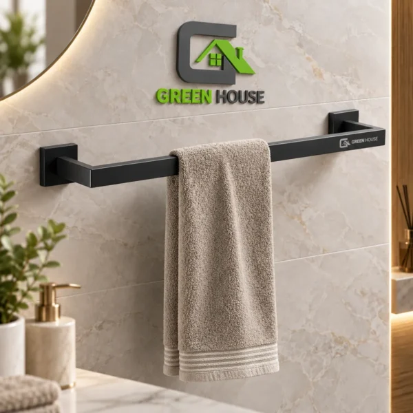 Kit De Baño Européo Square Acero Negro Inoxidable Cuadrado