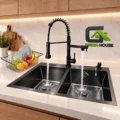 Combo  Lavadero De Cocina Antirayaduras 2 Pozas + Mezcladora 2 Caños Acero Pesado