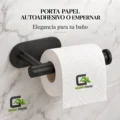 Porta Papel Higienico Autohadesivo Negro Mate Acero Inoxidable