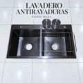 Combo  Lavadero De Cocina Antirayaduras 2 Pozas + Mezcladora 2 Caños Acero Pesado